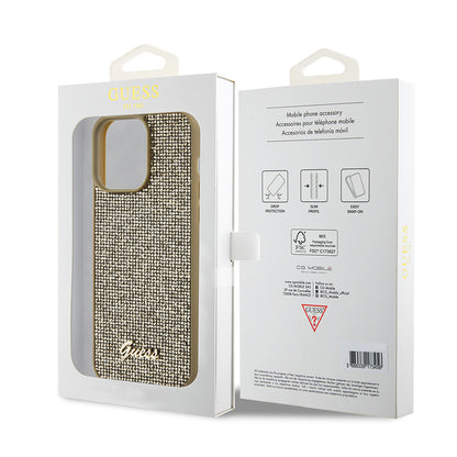 Hoes voor Apple iPhone 15 Pro Max, Guess, Disco Metal Script, Goud
