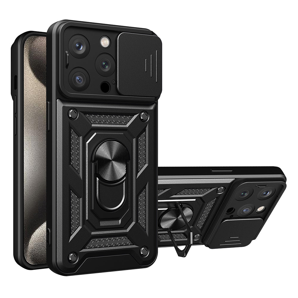 Hoes voor Apple iPhone 15 Pro Max, Techsuit, CamShield, Zwart