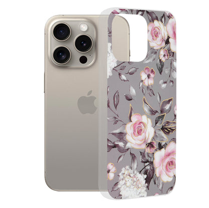Hoesje voor Apple iPhone 15 Pro Max, Techsuit, Marble, Grijs