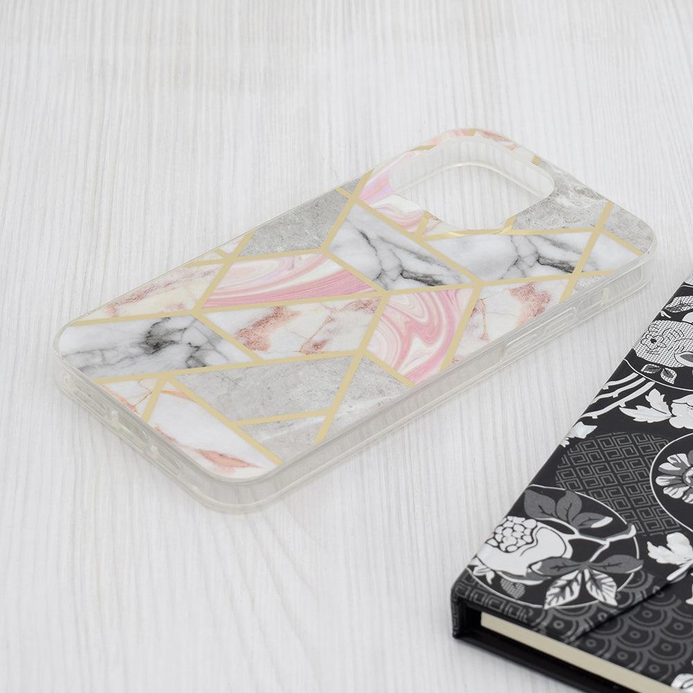 Hoes voor Apple iPhone 15 Pro Max, Techsuit, Marble, Roze