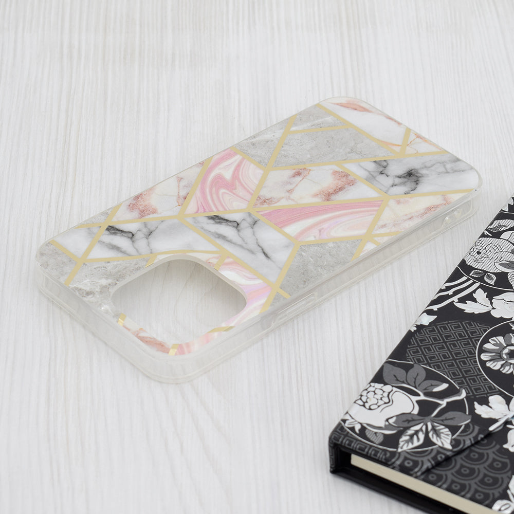 Hoes voor Apple iPhone 15 Pro Max, Techsuit, Marble, Roze