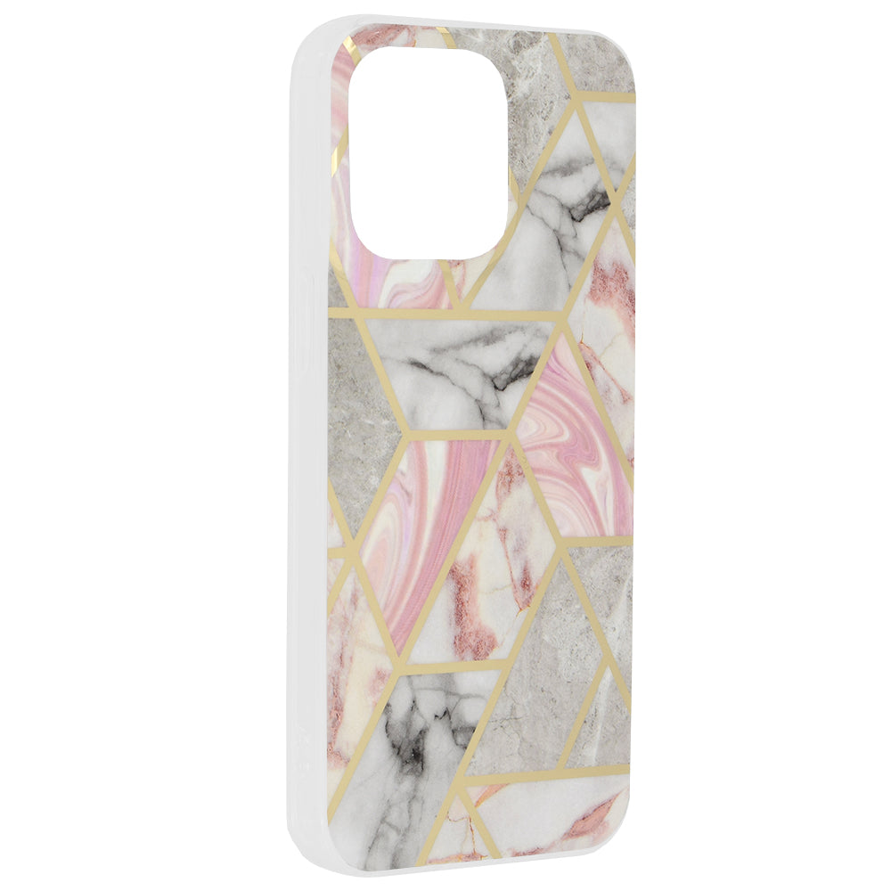Hoes voor Apple iPhone 15 Pro Max, Techsuit, Marble, Roze