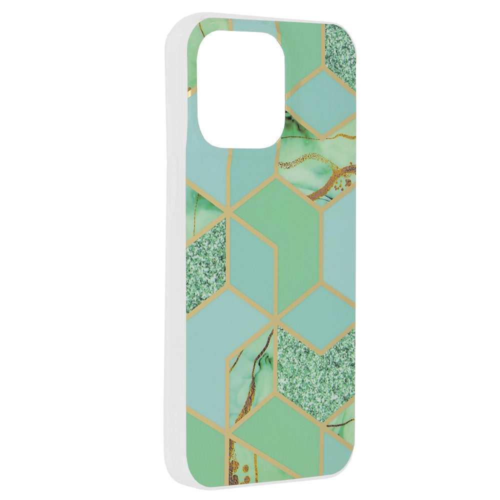 Hoes voor Apple iPhone 15 Pro Max, Techsuit, Marble, Groen