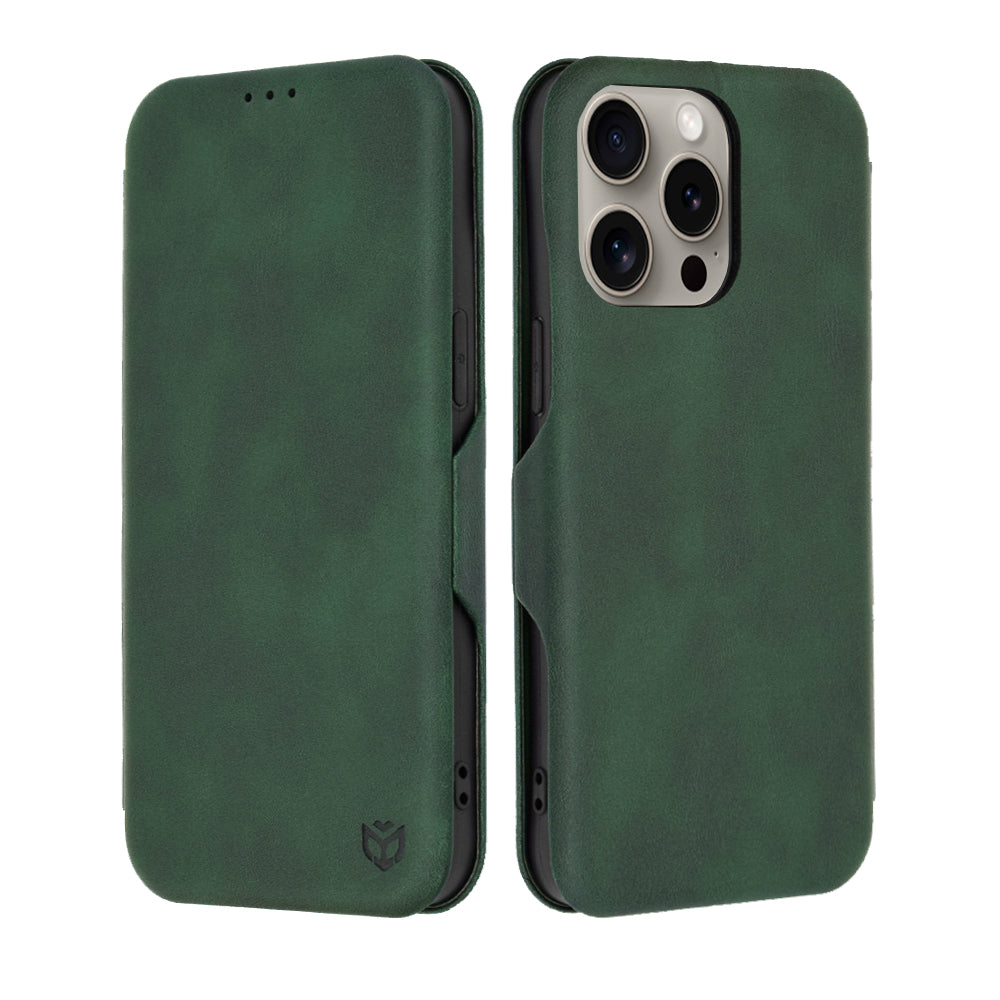 Hoes voor Apple iPhone 15 Pro Max, Techsuit, Safe Wallet Plus, Groen