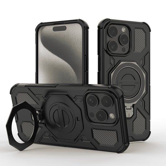 Hoesje voor Apple iPhone 15 Pro, Techsuit, Carbon Shield Pro, Zwart