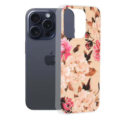Hoes voor Apple iPhone 15 Pro, Techsuit, Marble, Beige