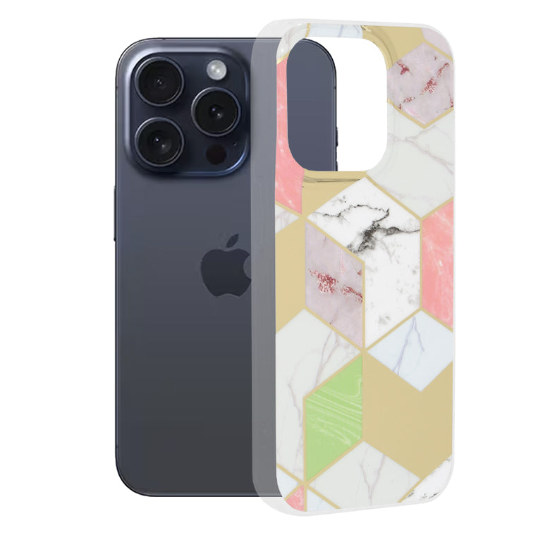 Hoesje voor Apple iPhone 15 Pro, Techsuit, Marble, Paars