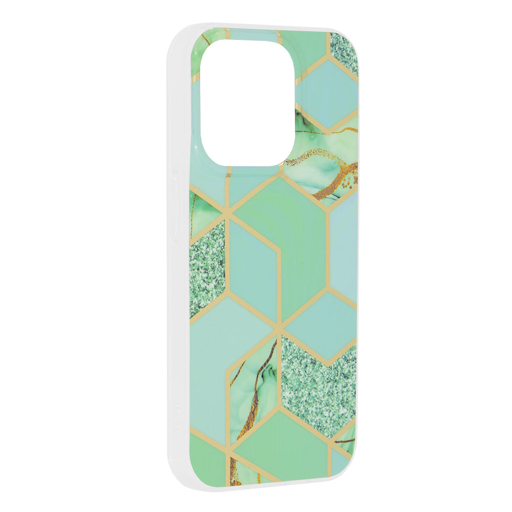 Hoes voor Apple iPhone 15 Pro, Techsuit, Marble, Groen