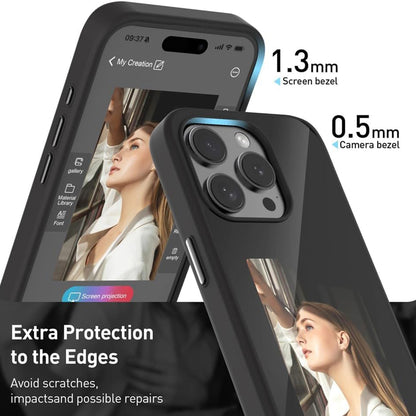Hoes voor Apple iPhone 15 Pro, Techsuit, SmartScreen NFC, Zwart