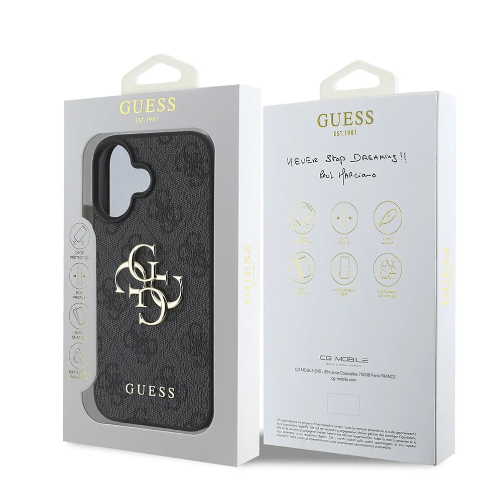 Hoes voor Apple iPhone 16, Guess, 4G Big Logo, Zwart