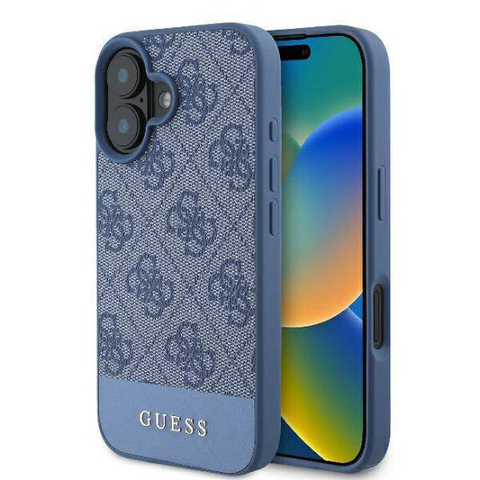 Hoes voor Apple iPhone 16, Guess, 4G Bottom Stripe, Blauw