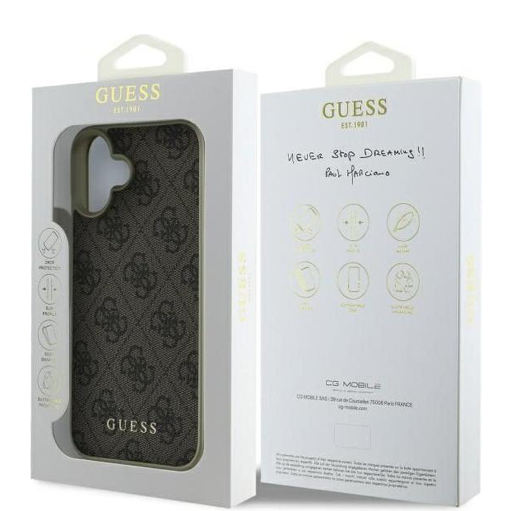 Hoes voor Apple iPhone 16, Guess, 4G Charm, Bruin
