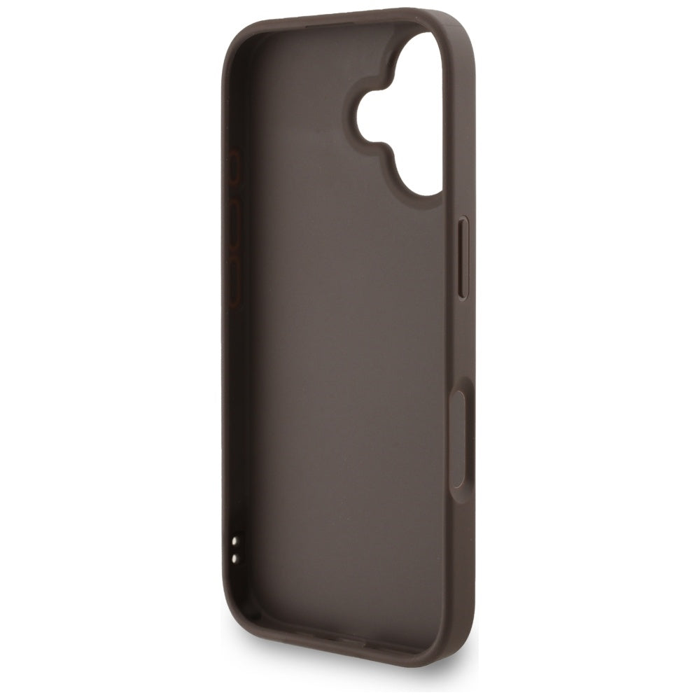 Case for Apple iPhone 16, Guess, 4G Classic Logo with Strap, Brown