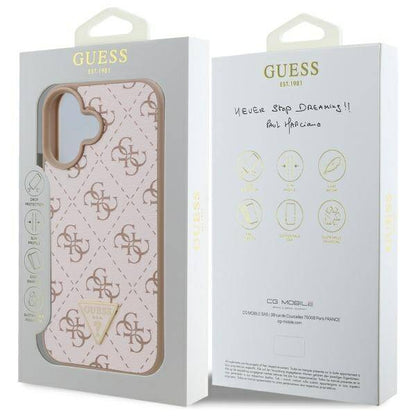 Hoes voor Apple iPhone 16, Guess, 4G Triangle Logo, Wit