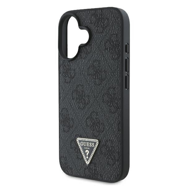 Hoes voor Apple iPhone 16, Guess, Crossbody 4G Triangle Strass, Zwart