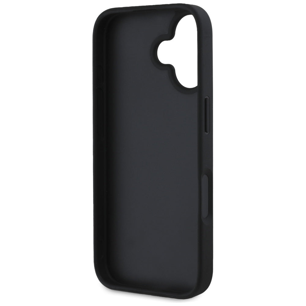 Hoes voor Apple iPhone 16, Guess, Grained Big 4G Logo Small Classic Logo, Zwart