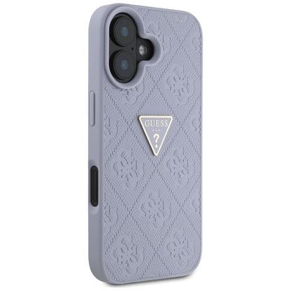 Case for Apple iPhone 16, Guess, Hot Stamp 4G Pattern Triangle Logo, Light Purple