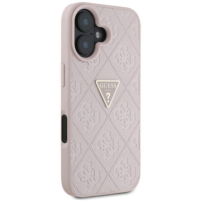 Case for Apple iPhone 16, Guess, Hot Stamp 4G Pattern Triangle Logo, Pink