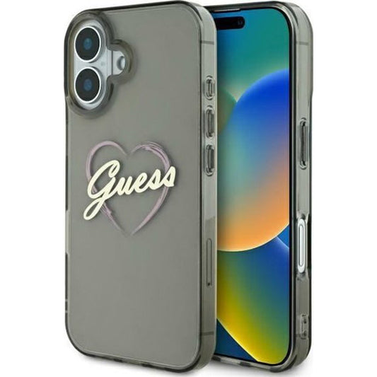 Hoes voor Apple iPhone 16, Guess, IML Heart, Zwart
