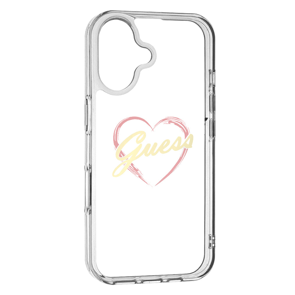 Hoesje voor Apple iPhone 16, Guess, IML Heart, Transparant