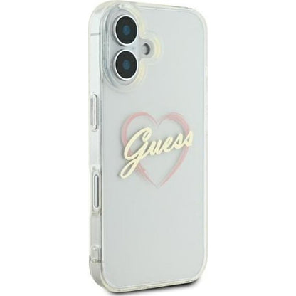 Hoesje voor Apple iPhone 16, Guess, IML Heart, Transparant