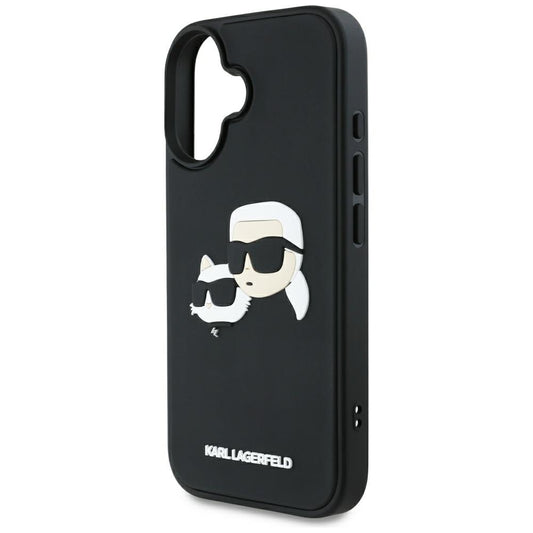 Case for Apple iPhone 16, Karl Lagerfeld, 3D Rubber Karl & Choupette, Black