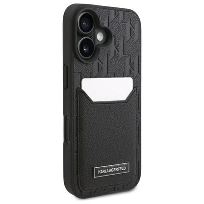 Hoes voor Apple iPhone 16, Karl Lagerfeld, Cardslots Monogram, Zwart