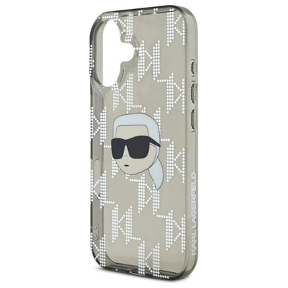 Hoes voor Apple iPhone 16, Karl Lagerfeld, IML Luxury Electroplated Karl's Head, Zwart