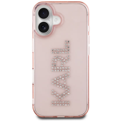 Hoes voor Apple iPhone 16, Karl Lagerfeld, IML Rhinestones Pink Logo, Roze