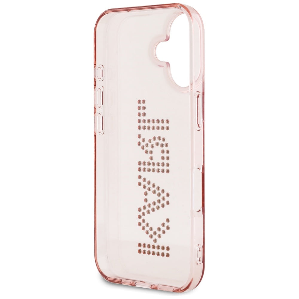 Hoes voor Apple iPhone 16, Karl Lagerfeld, IML Rhinestones Pink Logo, Roze