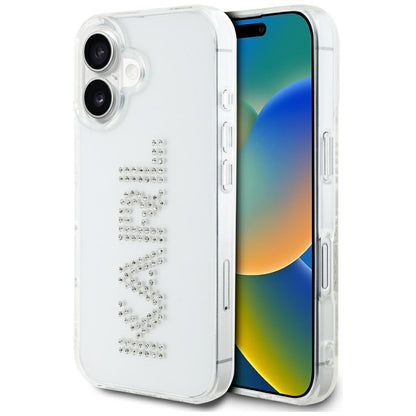 Hoes voor Apple iPhone 16, Karl Lagerfeld, IML Rhinestones Transparant Logo, Transparant