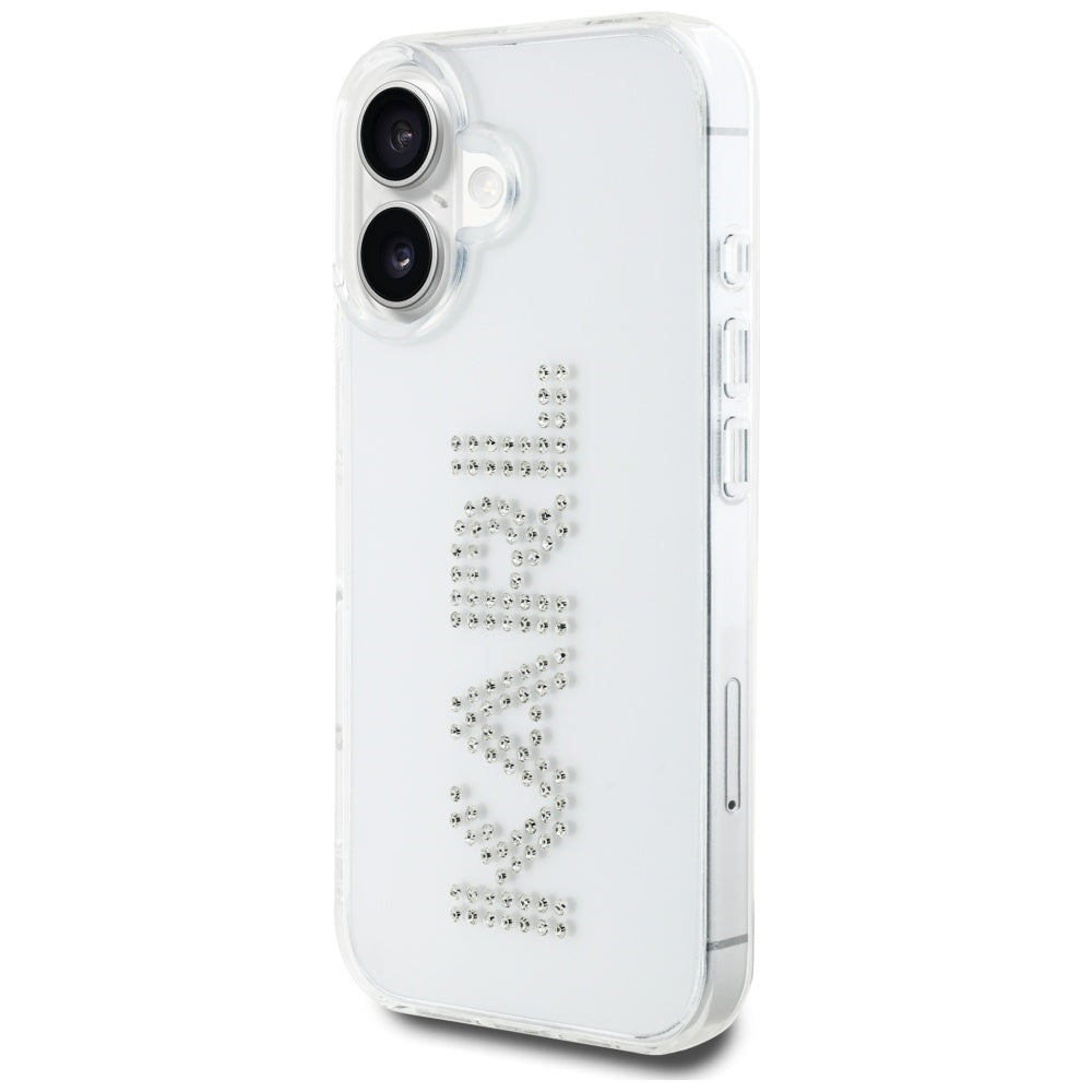 Hoes voor Apple iPhone 16, Karl Lagerfeld, IML Rhinestones Transparant Logo, Transparant