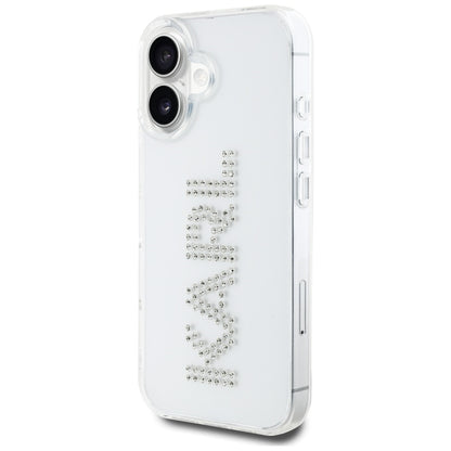 Hoes voor Apple iPhone 16, Karl Lagerfeld, IML Rhinestones Transparant Logo, Transparant