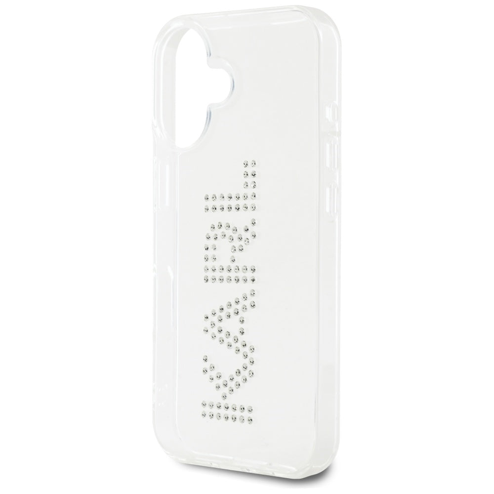 Hoes voor Apple iPhone 16, Karl Lagerfeld, IML Rhinestones Transparant Logo, Transparant