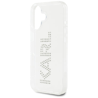 Hoes voor Apple iPhone 16, Karl Lagerfeld, IML Rhinestones Transparant Logo, Transparant