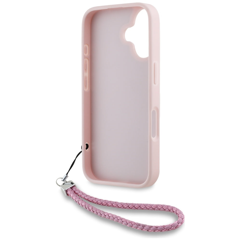 Hoes voor Apple iPhone 16, Karl Lagerfeld, Quilted Initial Logo & Chain Strap, Roze