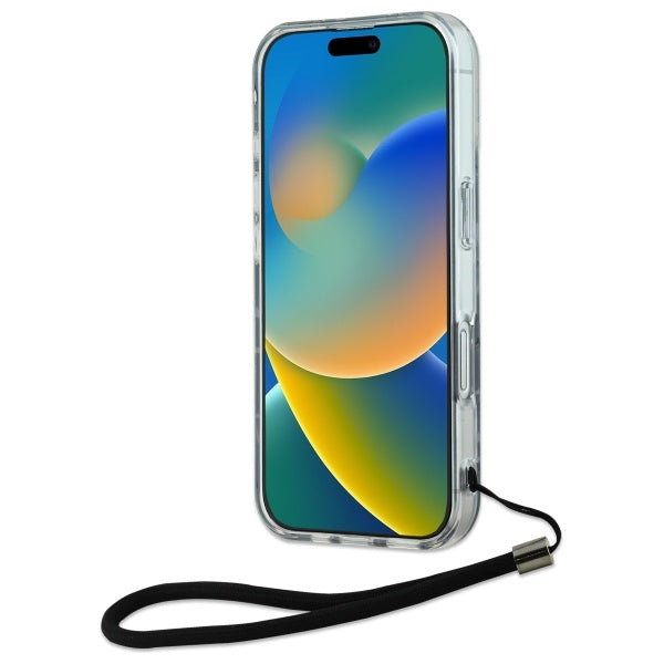 Hoes voor Apple iPhone 16, Karl Lagerfeld, Zebra met Koordband, Paars