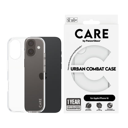 Hoes voor Apple iPhone 16, PanzerGlass, Care Urban Combat, Transparant