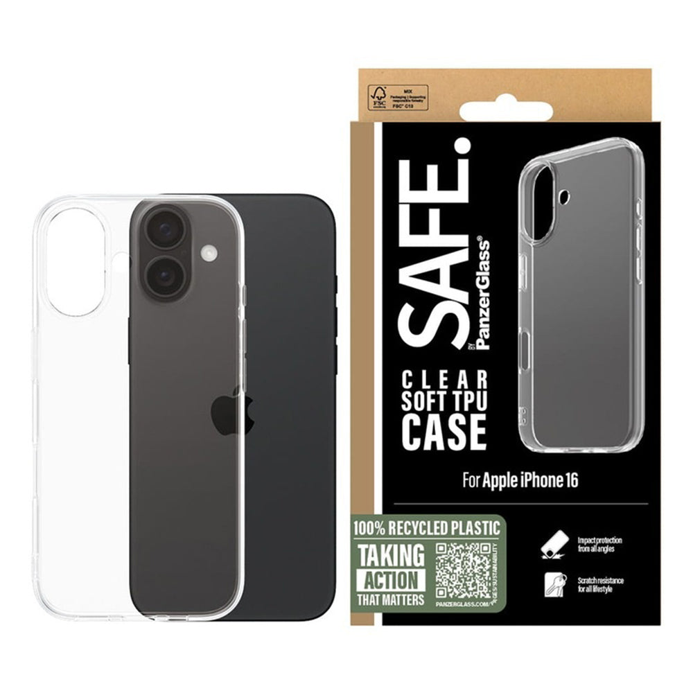 Hoes voor Apple iPhone 16, PanzerGlass, Safe., Transparant