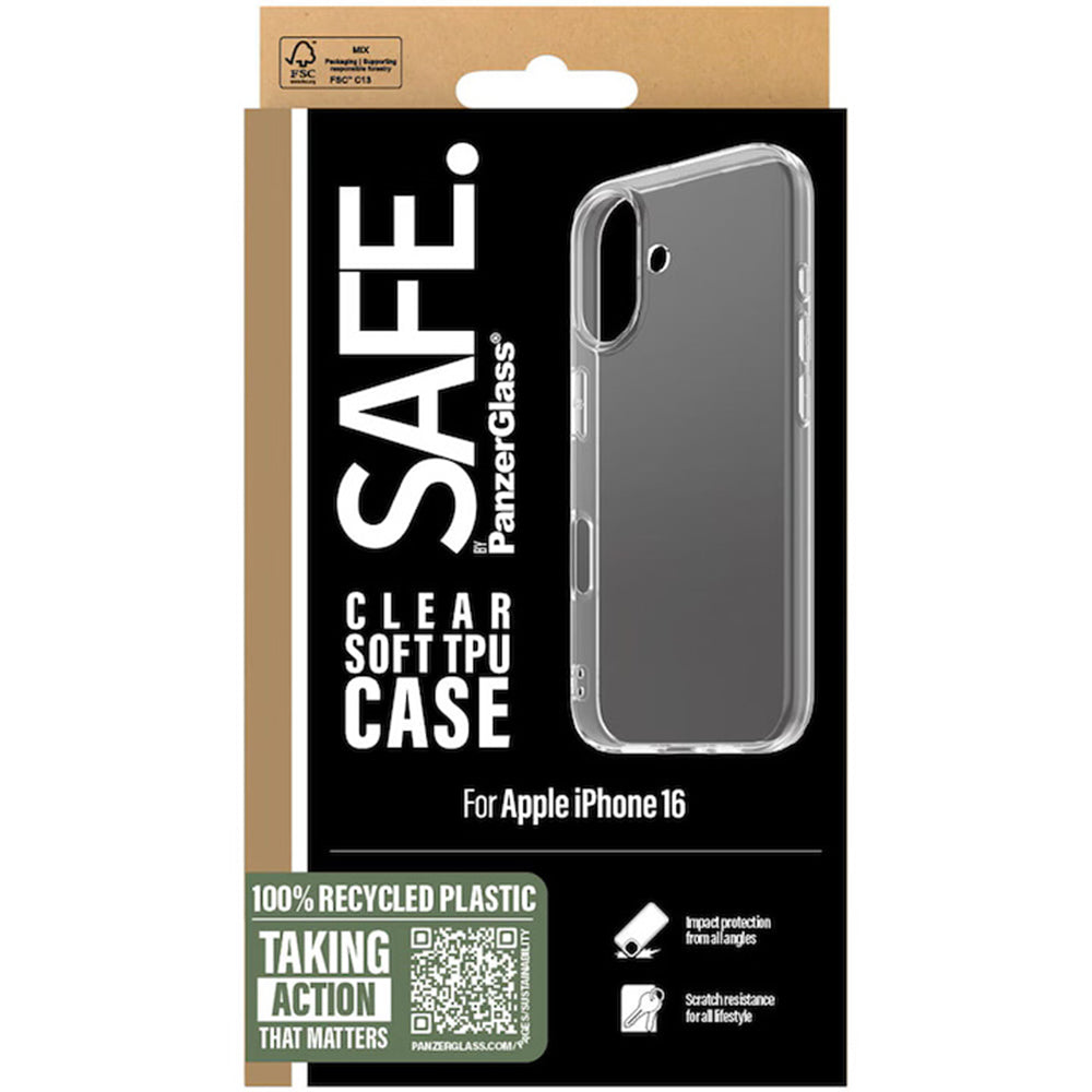 Hoes voor Apple iPhone 16, PanzerGlass, Safe., Transparant