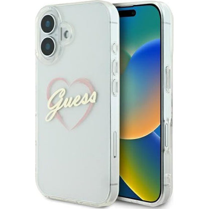 Hoesje voor Apple iPhone 16 Plus, Guess, IML Heart, Transparant