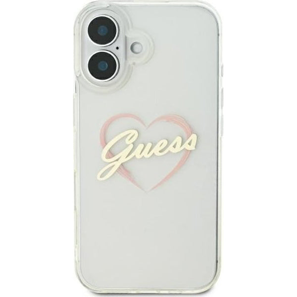 Hoesje voor Apple iPhone 16 Plus, Guess, IML Heart, Transparant