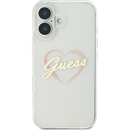 Hoesje voor Apple iPhone 16 Plus, Guess, IML Heart, Transparant