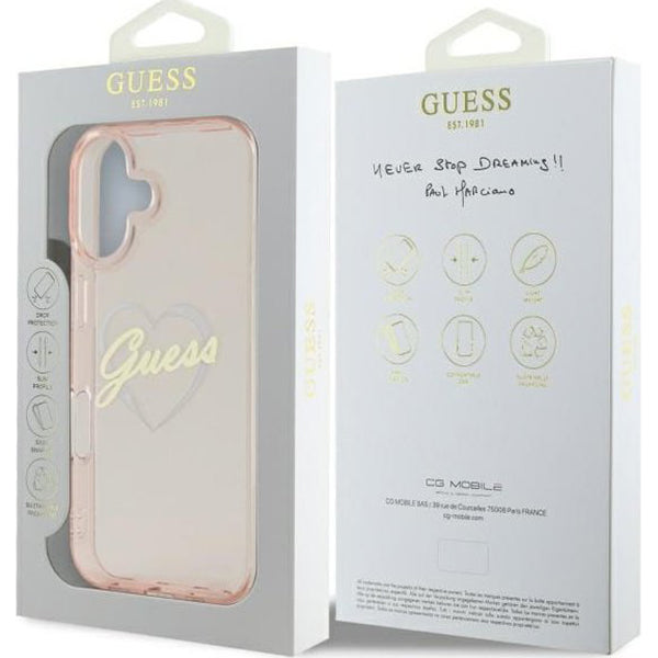Hoesje voor Apple iPhone 16 Plus, Guess, IML Heart, Transparant