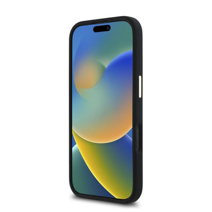 Hoesje voor Apple iPhone 16 Plus, Guess, Script Metal Logo & Frame, Zwart