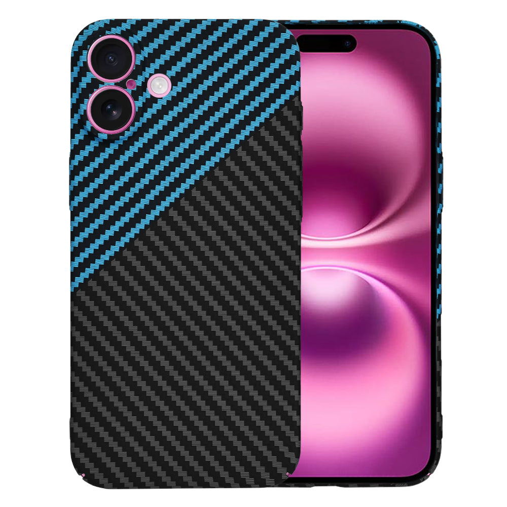 Hoes voor Apple iPhone 16 Plus, Techsuit, Carbonite FiberShell, Zwart Blauw