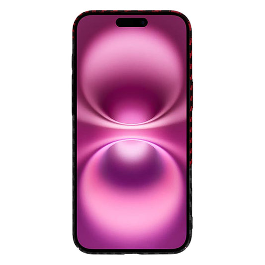 Hoes voor Apple iPhone 16 Plus, Techsuit, Carbonite FiberShell, Zwart Rood