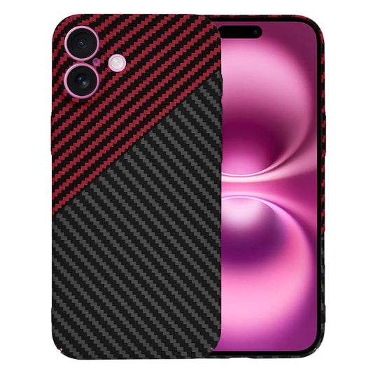 Hoes voor Apple iPhone 16 Plus, Techsuit, Carbonite FiberShell, Zwart Rood