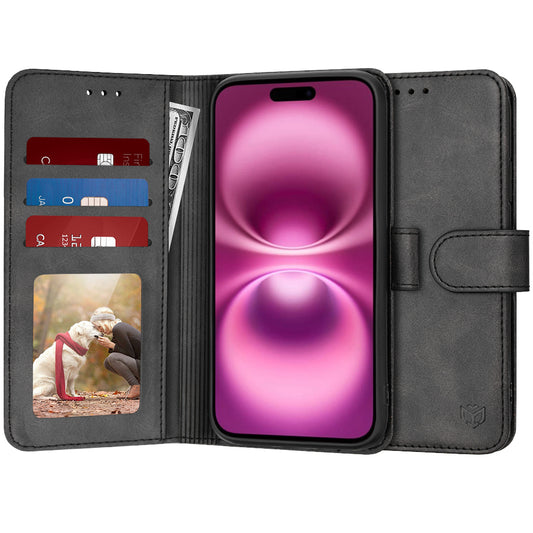 Hoes voor Apple iPhone 16 Plus, Techsuit, Diary Book, Zwart