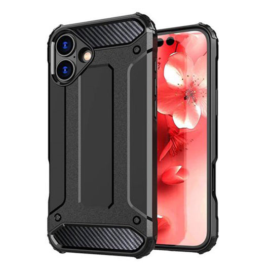 Hoes voor Apple iPhone 16 Plus, Techsuit, Hybrid Armor, Zwart